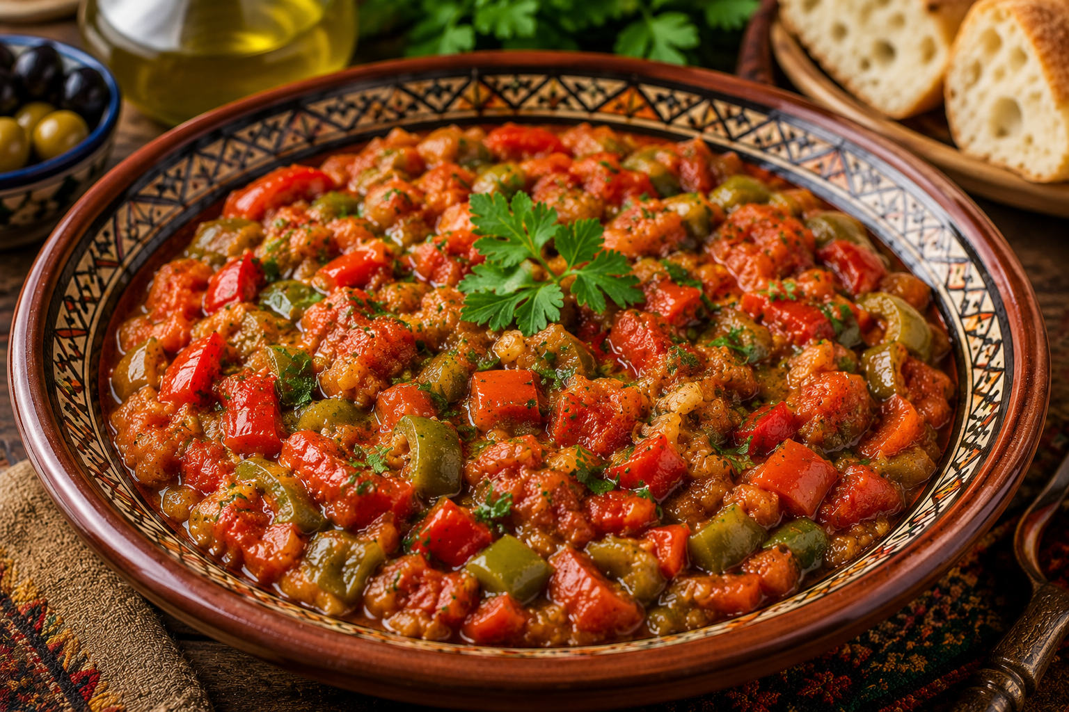 Taktouka (salade de poivrons et tomates)