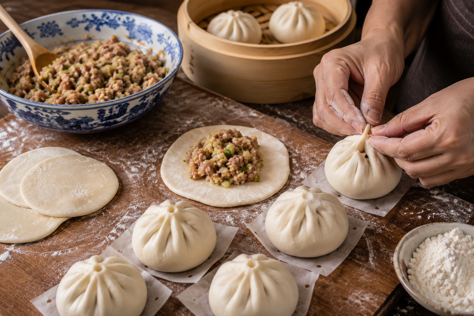 Brioches vapeur farcies (Baozi)